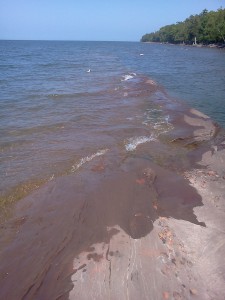 Lake Superior, northward, from a glacial rock formation.  Aug. 2014
