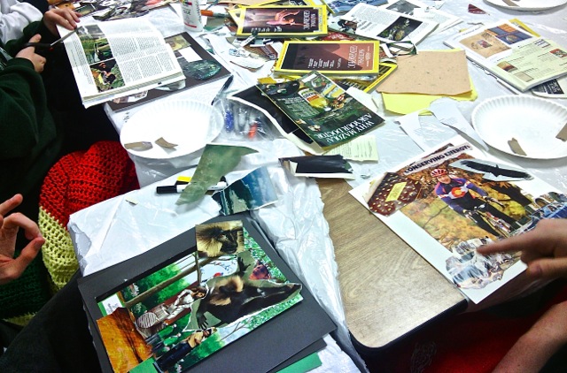 Collage workshop with students at Lansing Community College, November 2014.